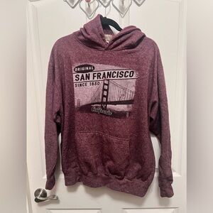 San Francisco Burgundy Hoodie Unisex Golden Gate Bridge Size L
